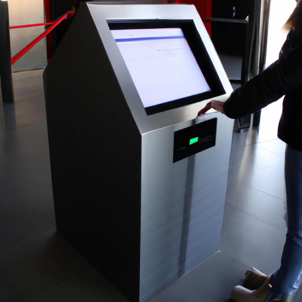 Person using digital check-in kiosk