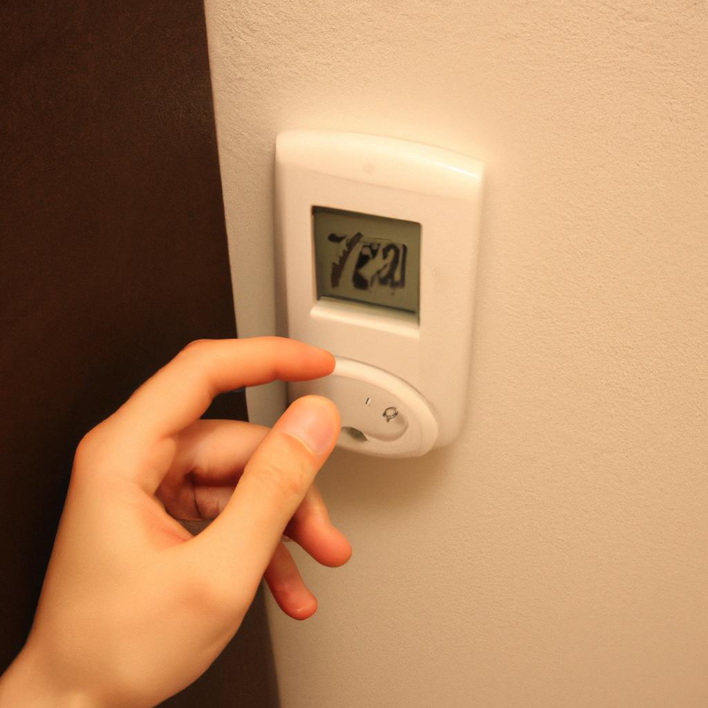 Person adjusting hotel room thermostat