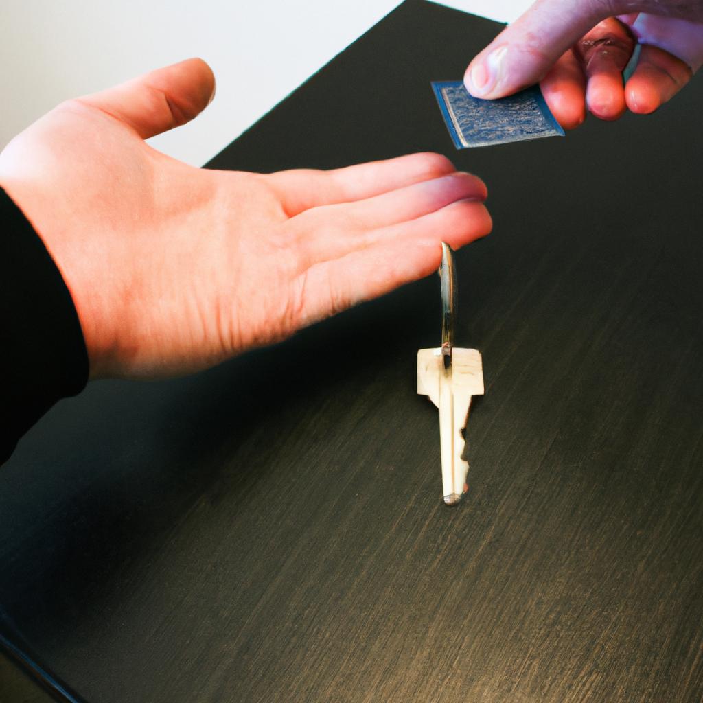 Person handing over room key