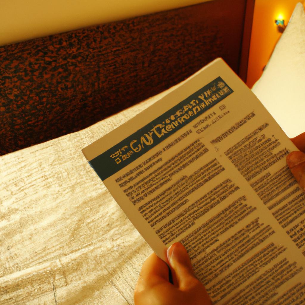 Person reading hotel policy guidelines